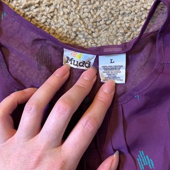 Retro 80s style sheer purple arrow blouse M / L - Picture 9 of 9